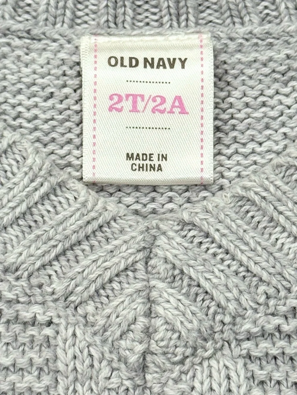 NWOT Old Navy Girls' 2T Gray Cable-Knit Short-Sleeve Belted Sweater Dress